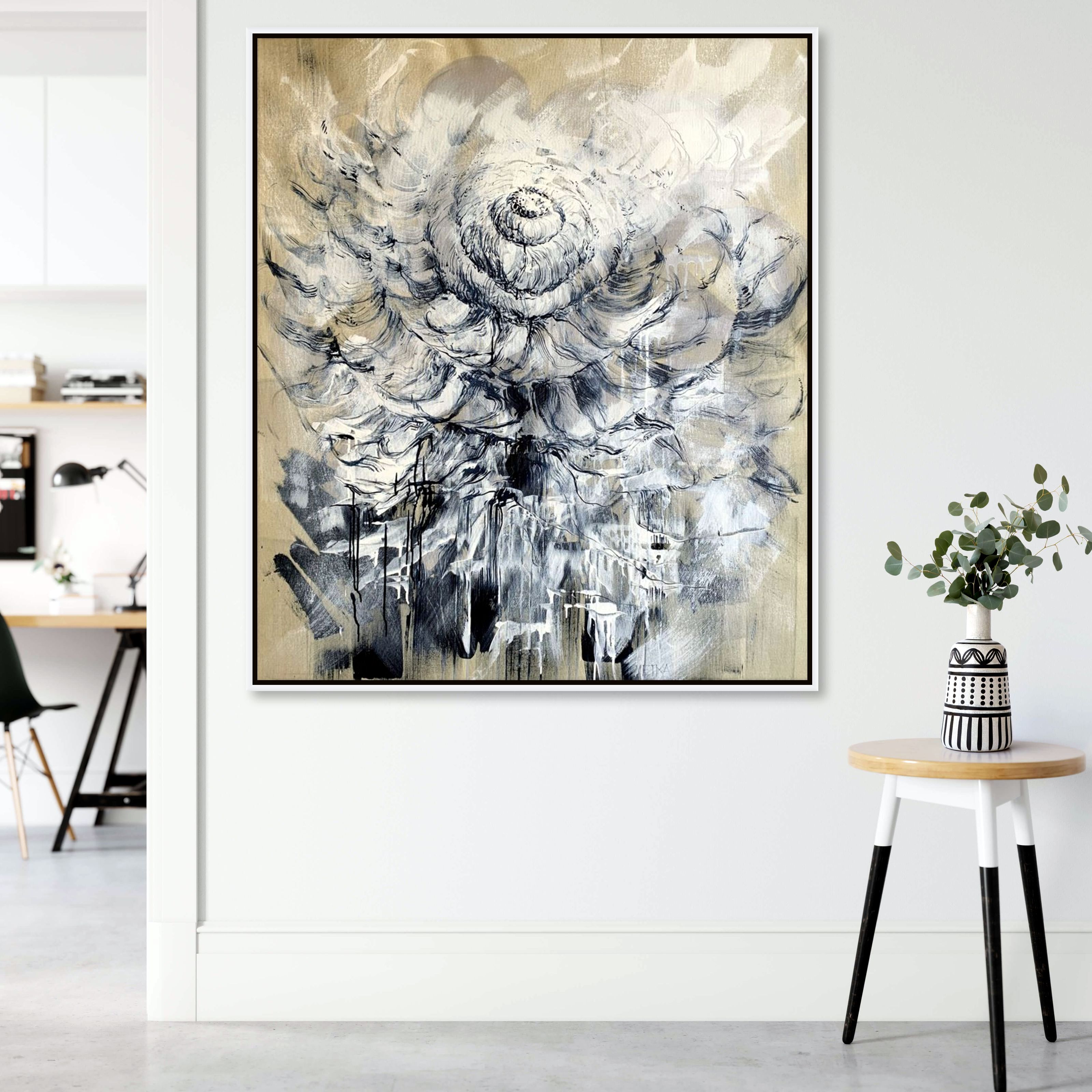 the_raw_linen_series_-_blue_flower_100x120cm - white entrance hall